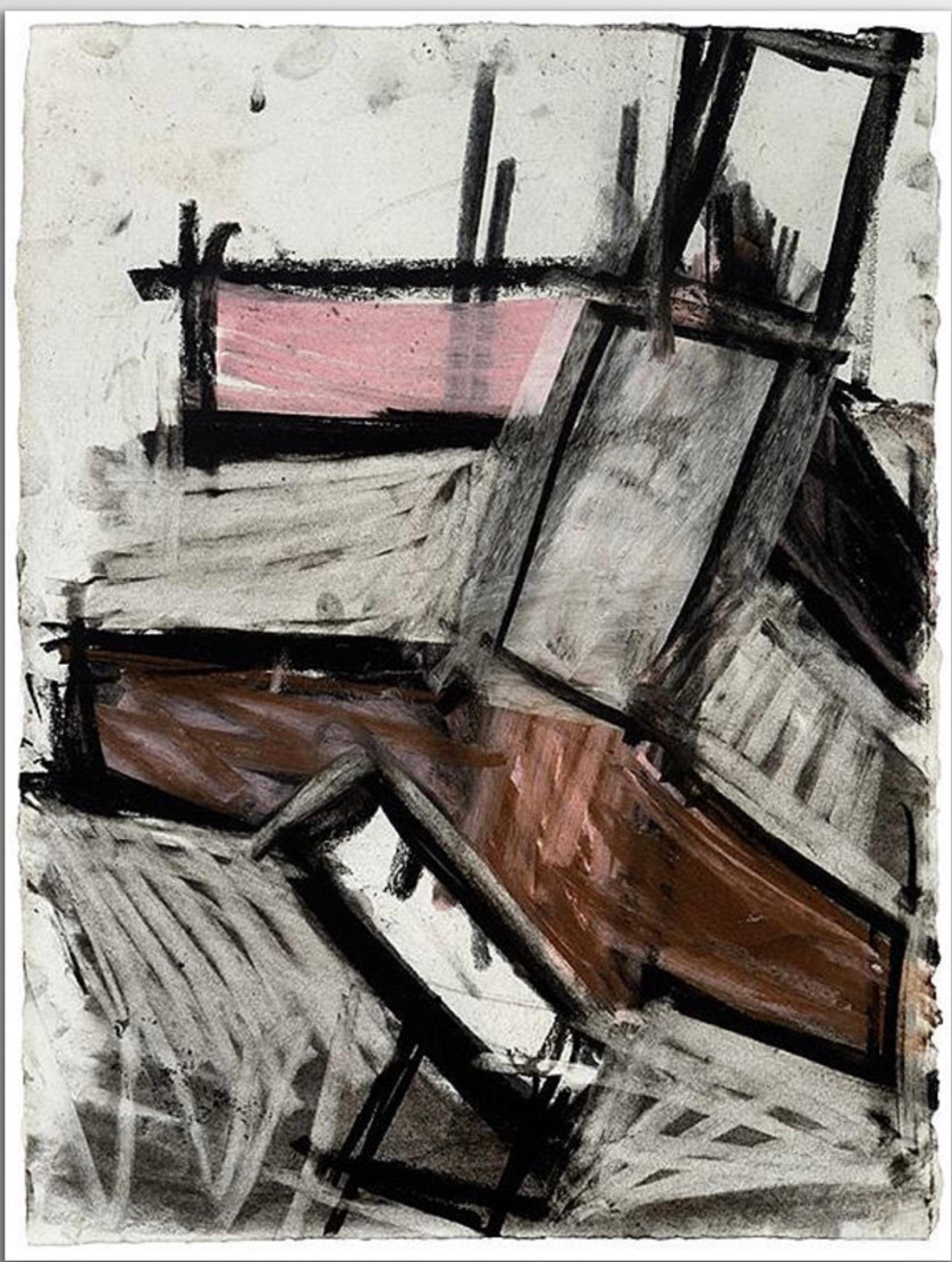 Untitled 1985 (Colorful Sculptural Drawing)  Black, Pink, Brown, White & Gray For Sale 6