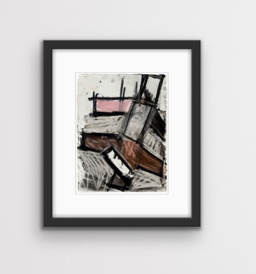 Untitled 1985 (Colorful Sculptural Drawing)  Black, Pink, Brown, White & Gray For Sale 7