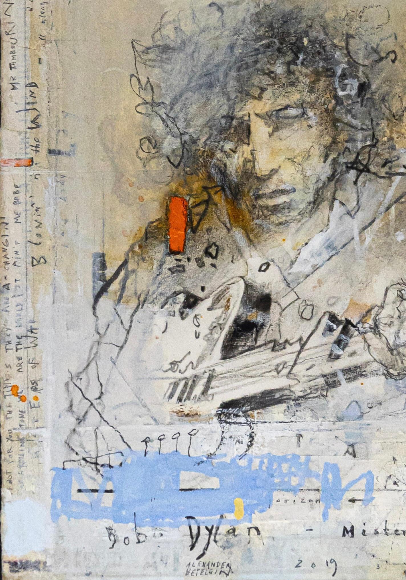 « Bob Dylan - Legends » 2019 aquarelle sur papier - musique de guitare de musicien en vente 1
