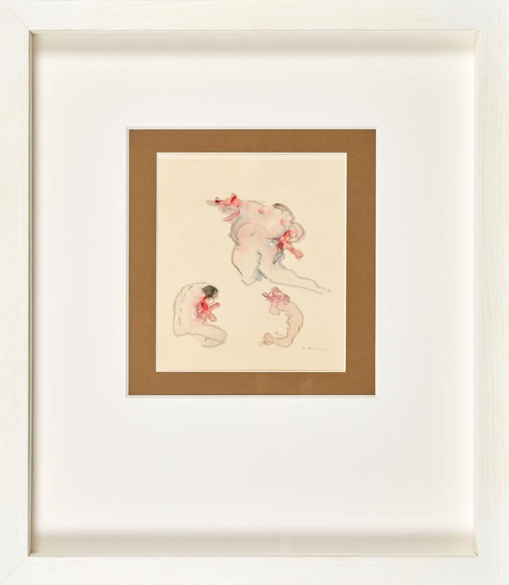 Dorothea Tanning 1968 Surrealistisches Aquarell und Bleistift, Surrealismus, Drei Figuren im Angebot 5