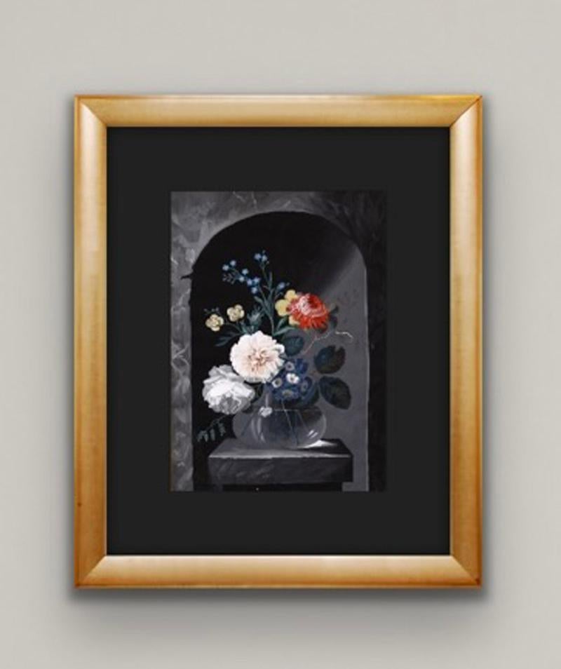 Cornelis Johannes de Bruyn (c. 1763- c. 1828)
Une belle paire de natures mortes hollandaises du 18e siècle représentant des fleurs assorties dans un vase en verre. 

Aquarelle sur papier
13 5/8 x 9 5/8 pouces (34,6 x 24,4 cm) chacune
Encadrées : 23