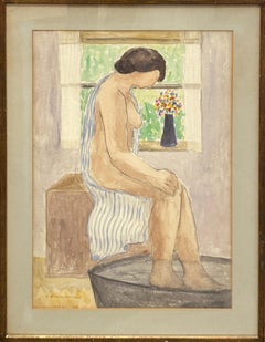 Woman Bathing #3   Abraham Walkowitz    Nude watercolor Circa 1920s