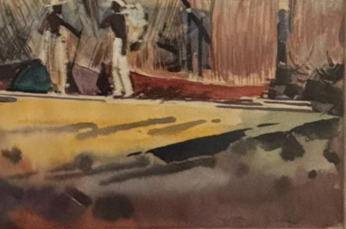 William C. Grauer Senza titolo (Pescatori dei Caraibi con barche e reti da pesca) 1950s WC in vendita 3