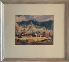 WILLIAM C GRAUER Sin título (Pescadores caribeños con barcas y redes) 1950s WC