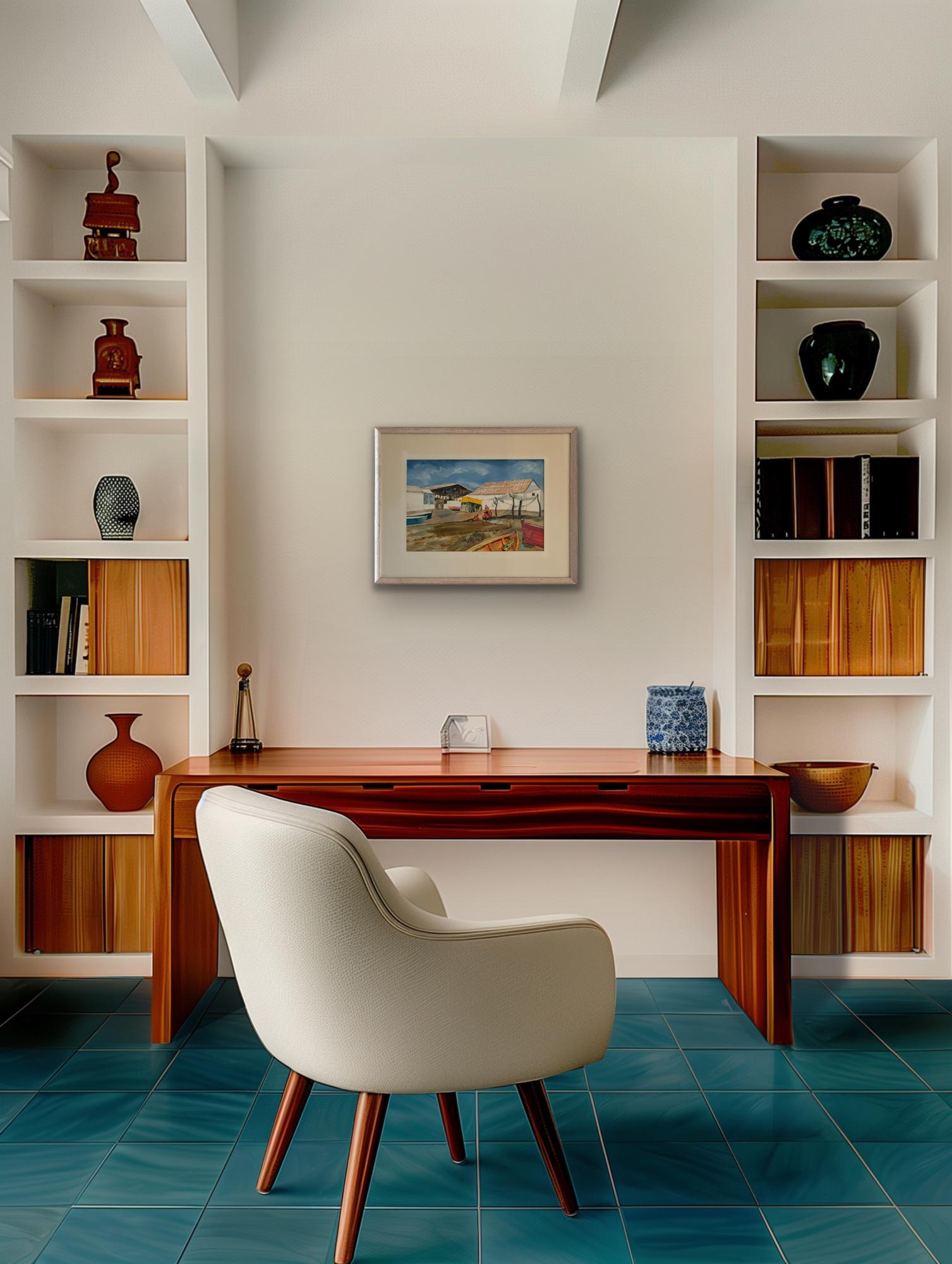 WILLIAM GRAUER (Barcos de pescadores Caribe o Mediterráneo) 1960s wc en venta 5