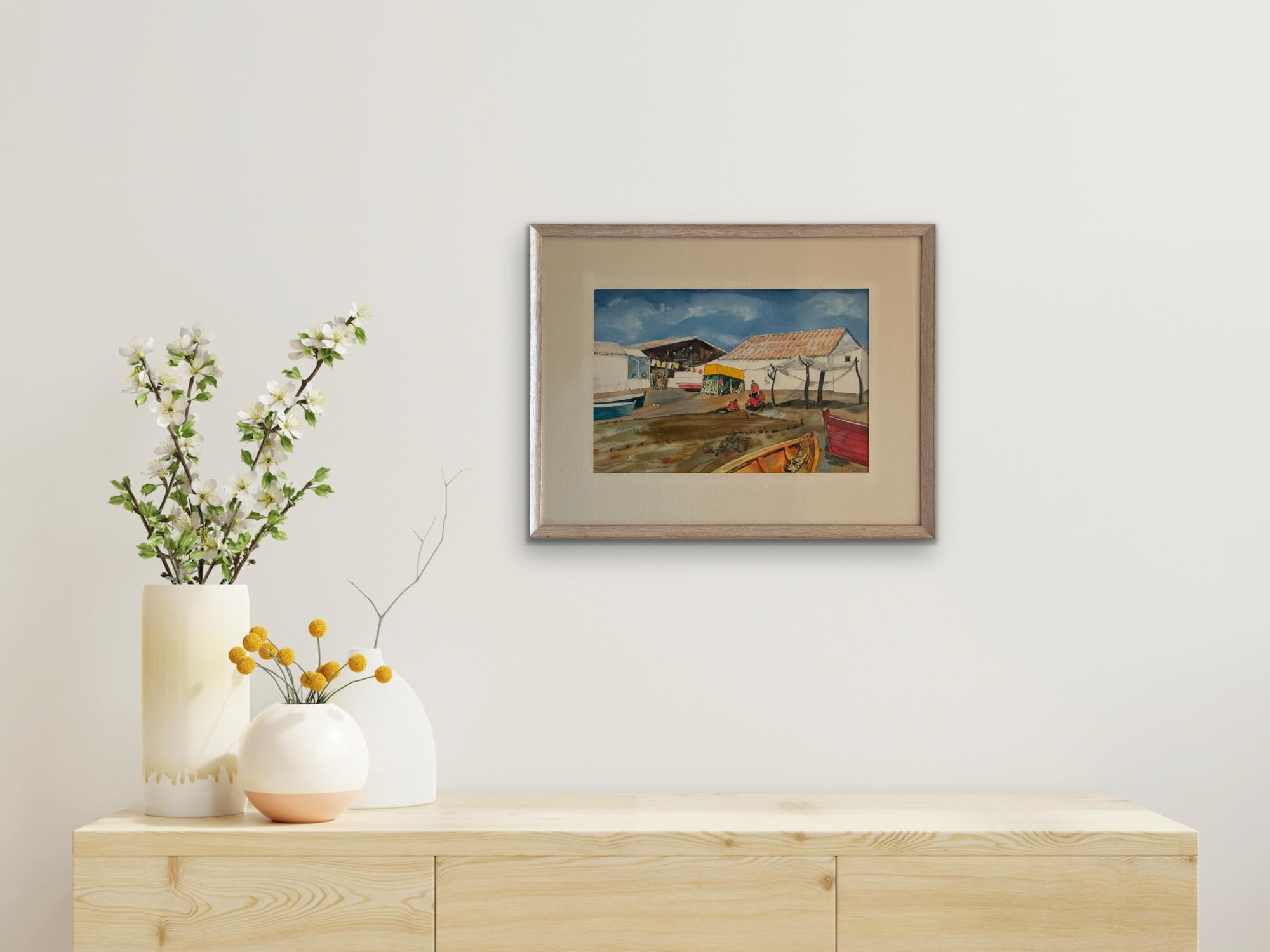 WILLIAM GRAUER (Barcos de pescadores Caribe o Mediterráneo) 1960s wc en venta 6