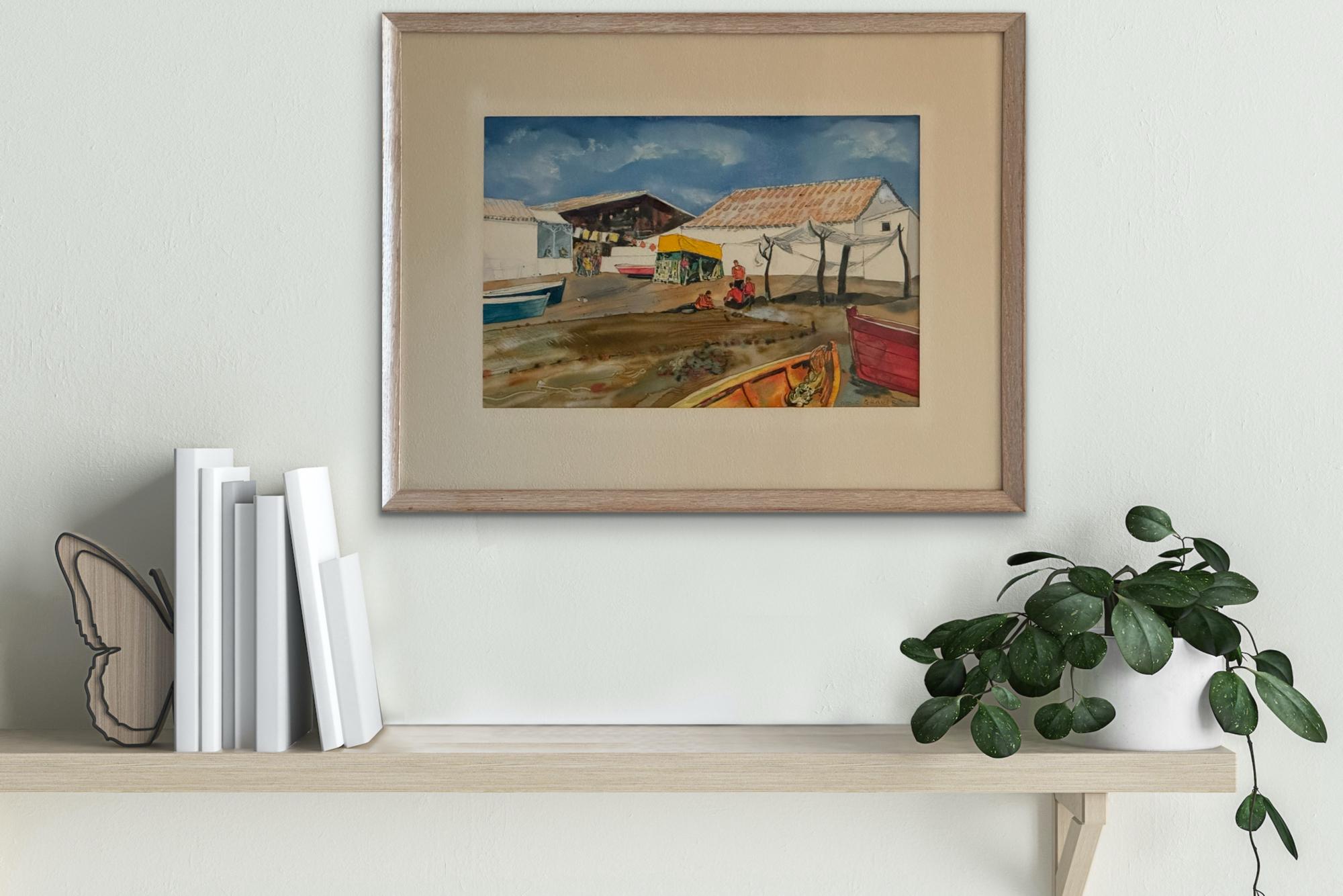 WILLIAM GRAUER (Barcos de pescadores Caribe o Mediterráneo) 1960s wc en venta 1