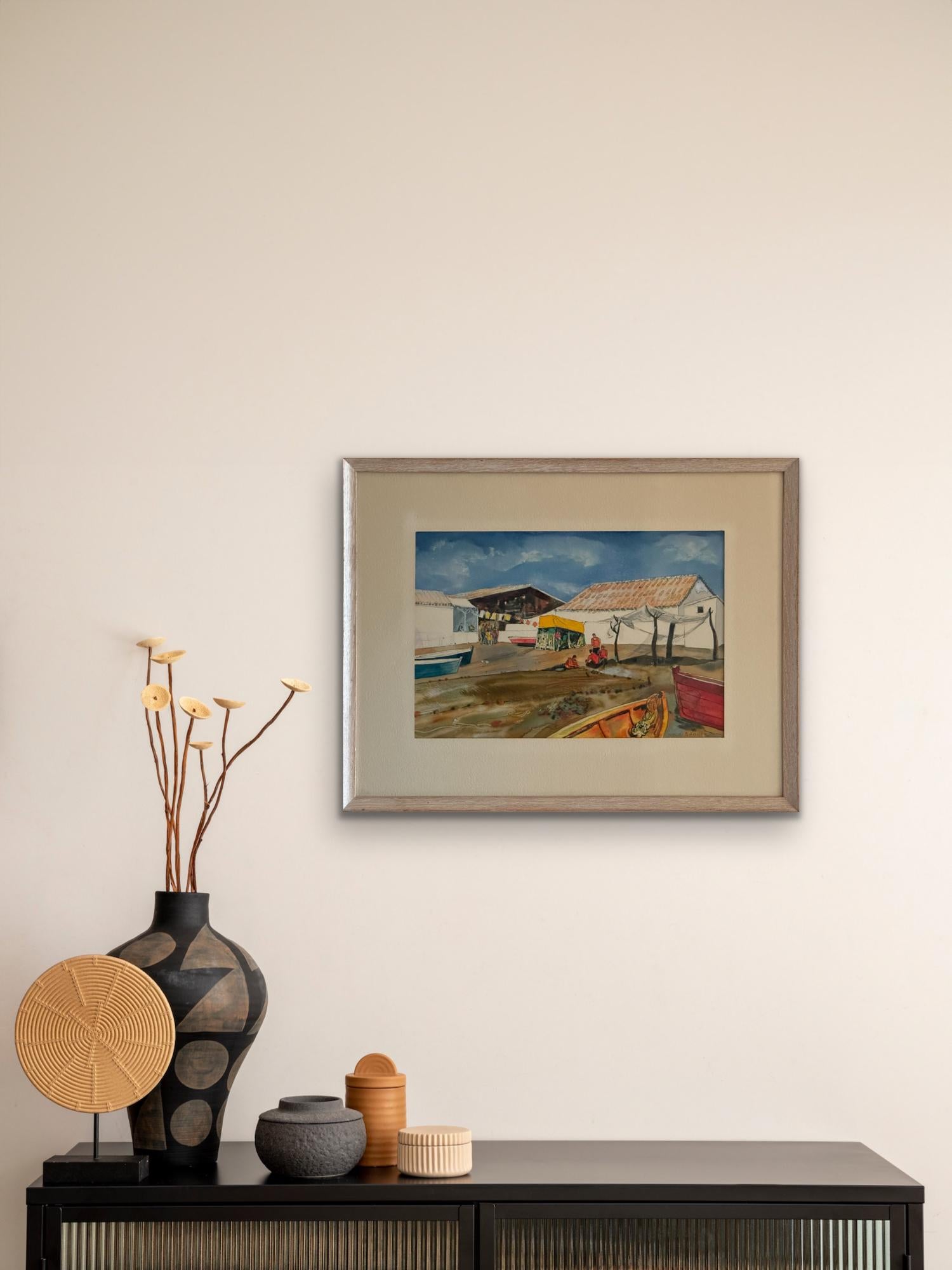 WILLIAM GRAUER (Barcos de pescadores Caribe o Mediterráneo) 1960s wc en venta 3