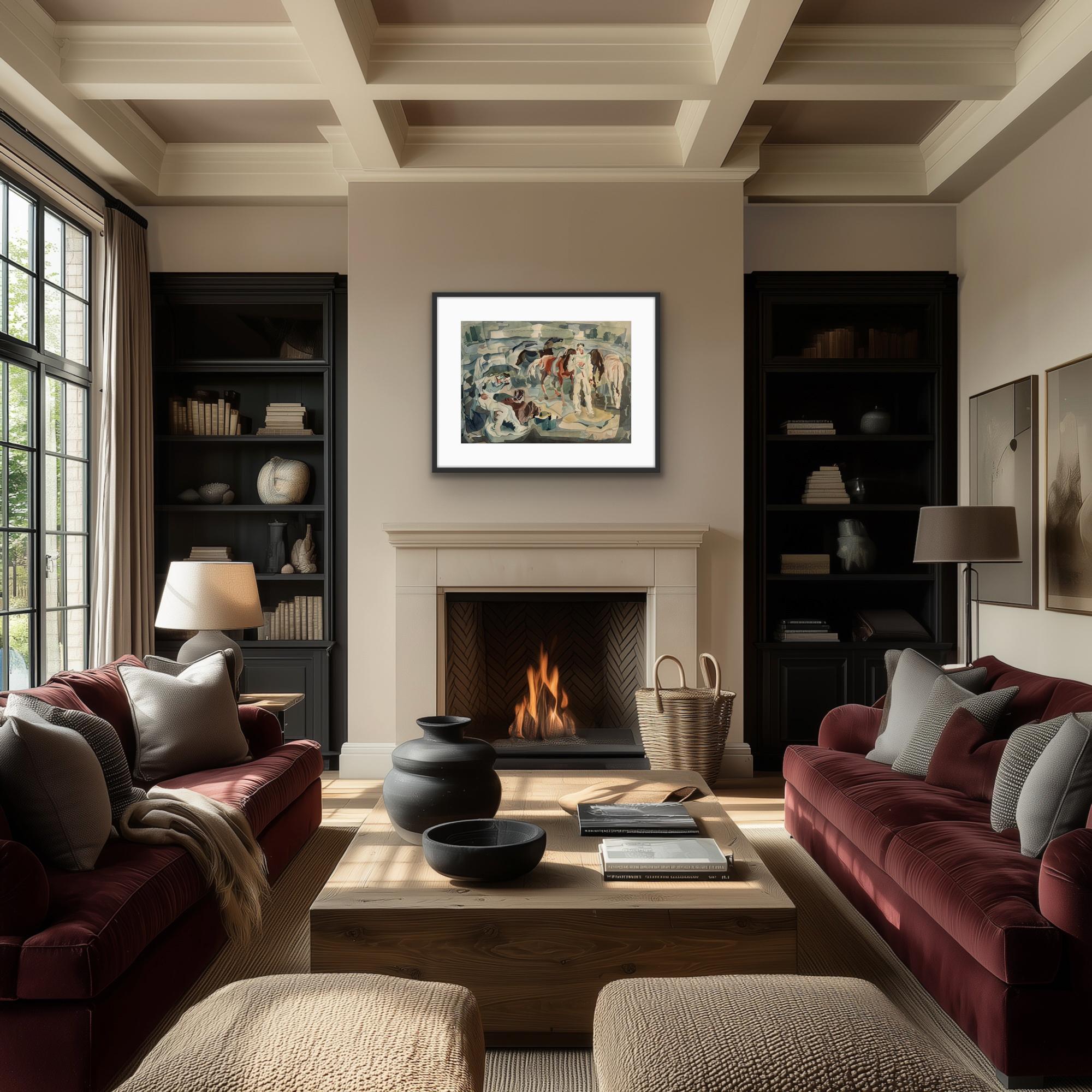 William C. Grauer Senza titolo (Uomini e cavalli) 1940s cubist WC in vendita 11