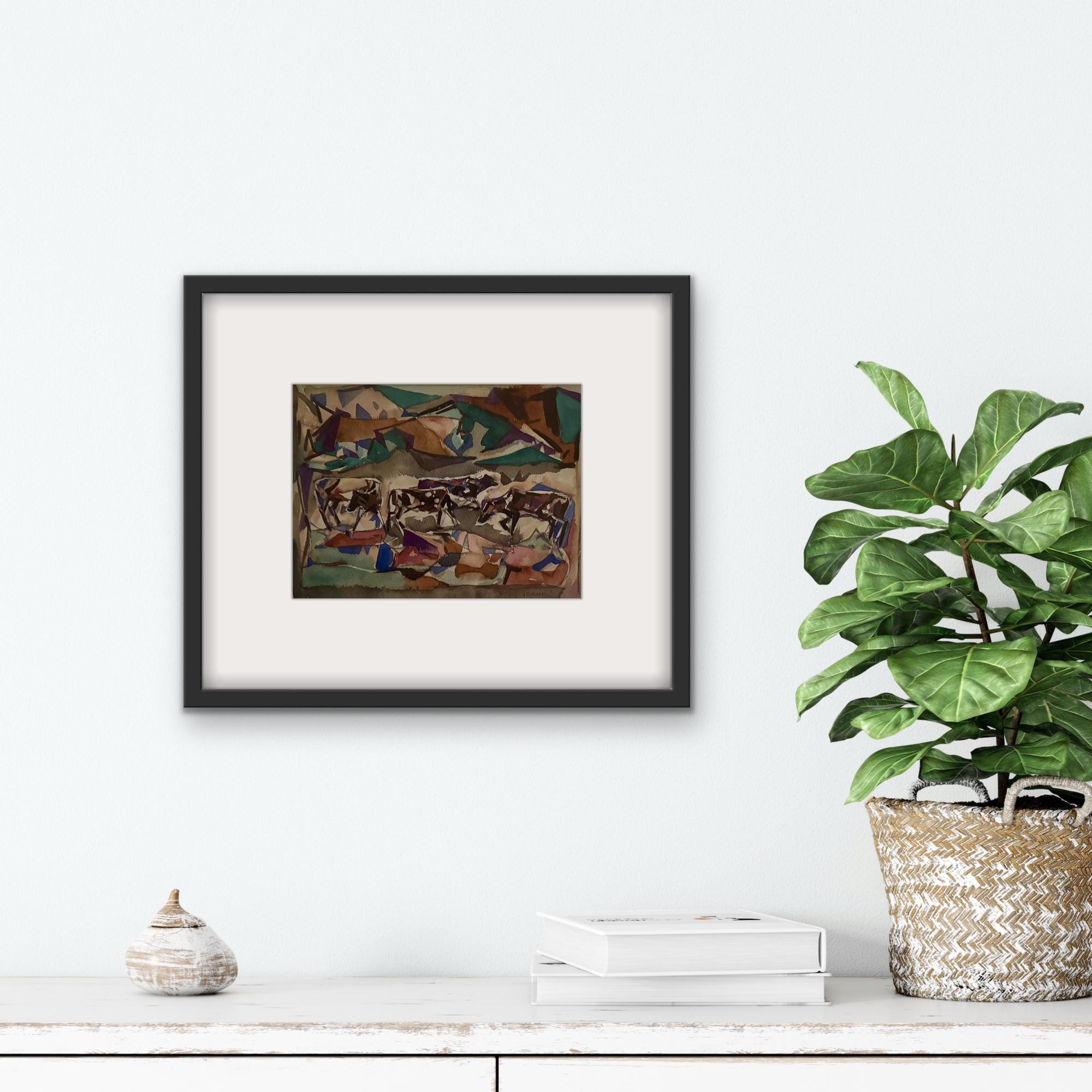 William C GRAUER 1940s Cows Cleveland School Cubist WC en vente 1