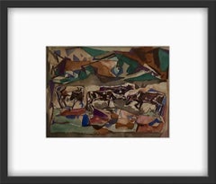 William C. Grauer 1940s Mucche Scuola di Cleveland Cubista WC