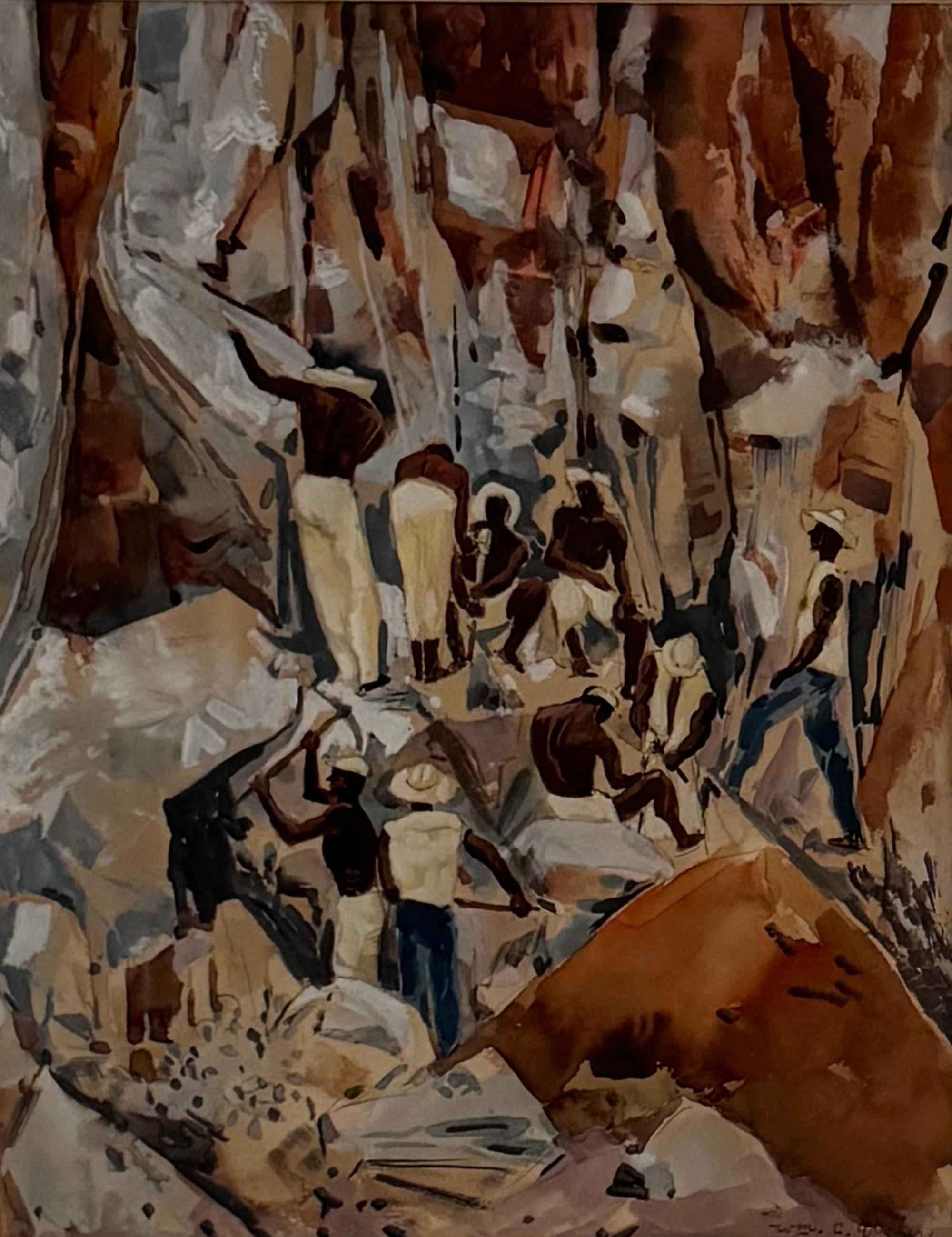 WILLIAM C GRAUER 1950s Caribbean Men Working - Cleveland School WC