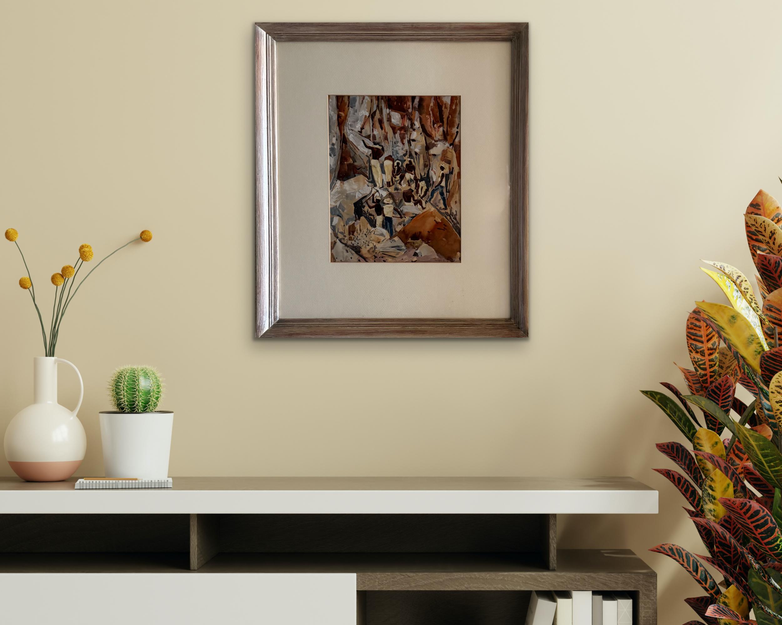 WILLIAM C GRAUER 1950s Caribbean Men Working - Cleveland School WC - American Modern Art by William C. Grauer