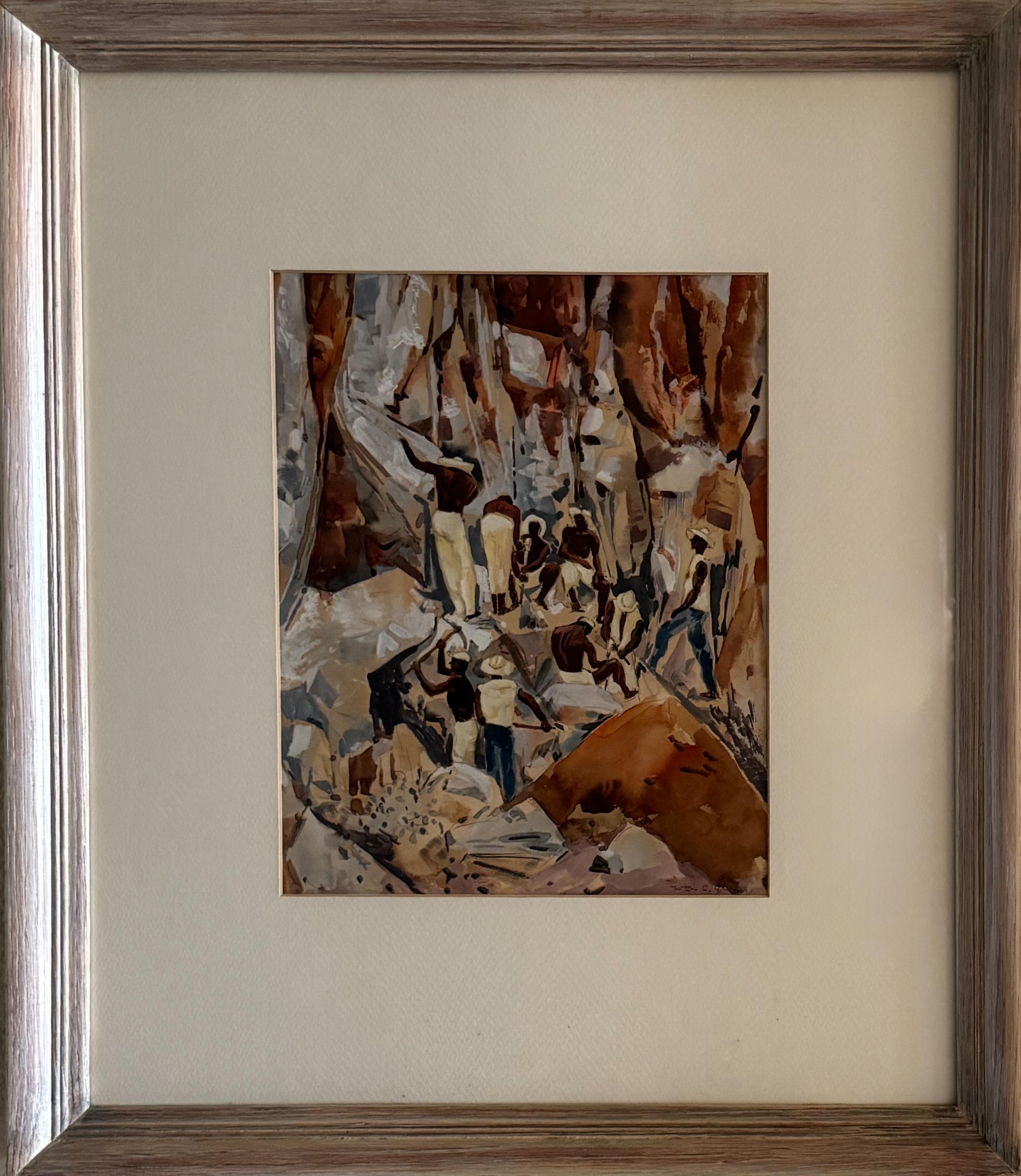 WILLIAM C GRAUER 1950s Caribbean Men Working - Cleveland School WC - Art by William C. Grauer