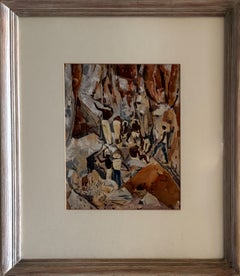 Watercolor Painting of Caribbean Workers, 1950s, Signed, 13x10 WILLIAM C GRAUER