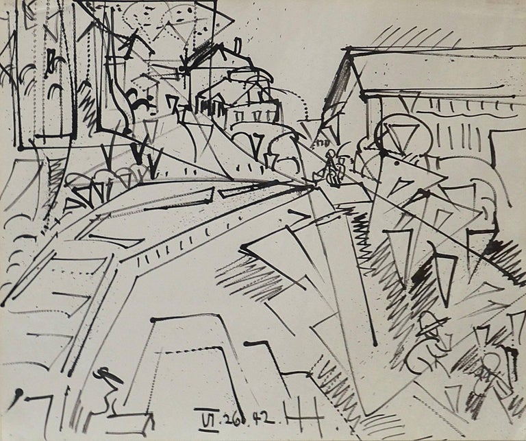 Hans Hofmann Abstract Drawing - Provincetown Drawing - Pen & Ink - 1942 - Massachusetts