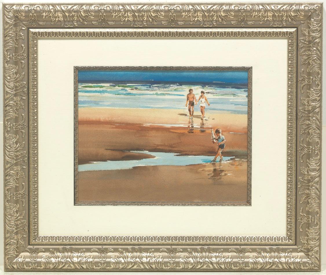 Arnold Broedeker Figurative Painting - FAMILY AT THE BEACH