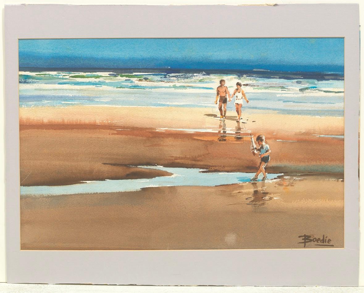 FAMILY AT THE BEACH - Painting by Arnold Broedeker
