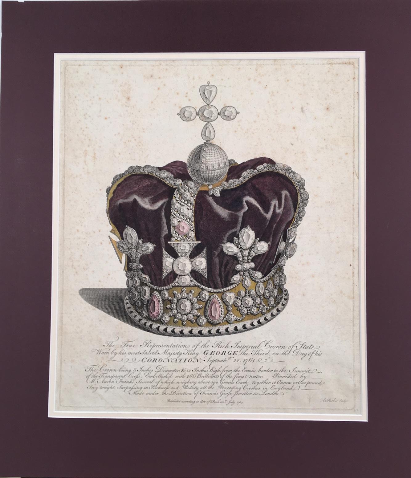 Edward Rooker (aka E. Rooker) Portrait Print - Imperial Crown of King George III