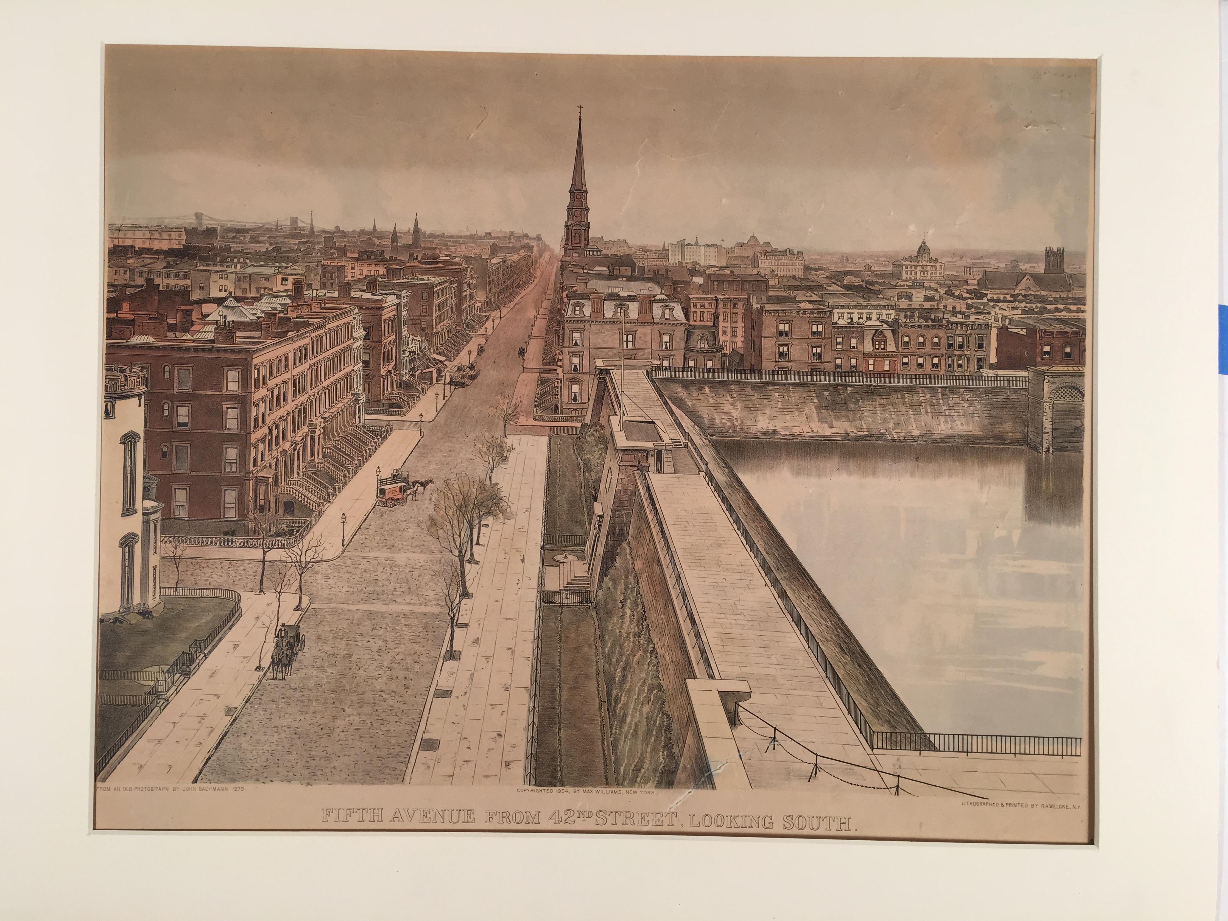 Landscape Print John Bachman - View of the Croton Reservoir at Fifth Avenue Looking South from 42nd Street, 1904
