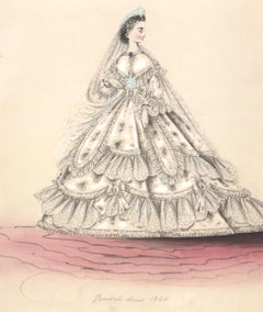 Elaborate Victorian White Crinoline Bridal Gown