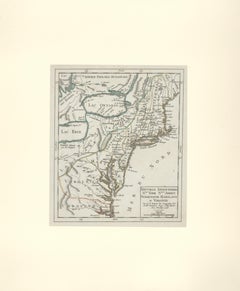 Antique 1749 French Map of New England, New York, New Jersey, Pennsylvania and Virginia