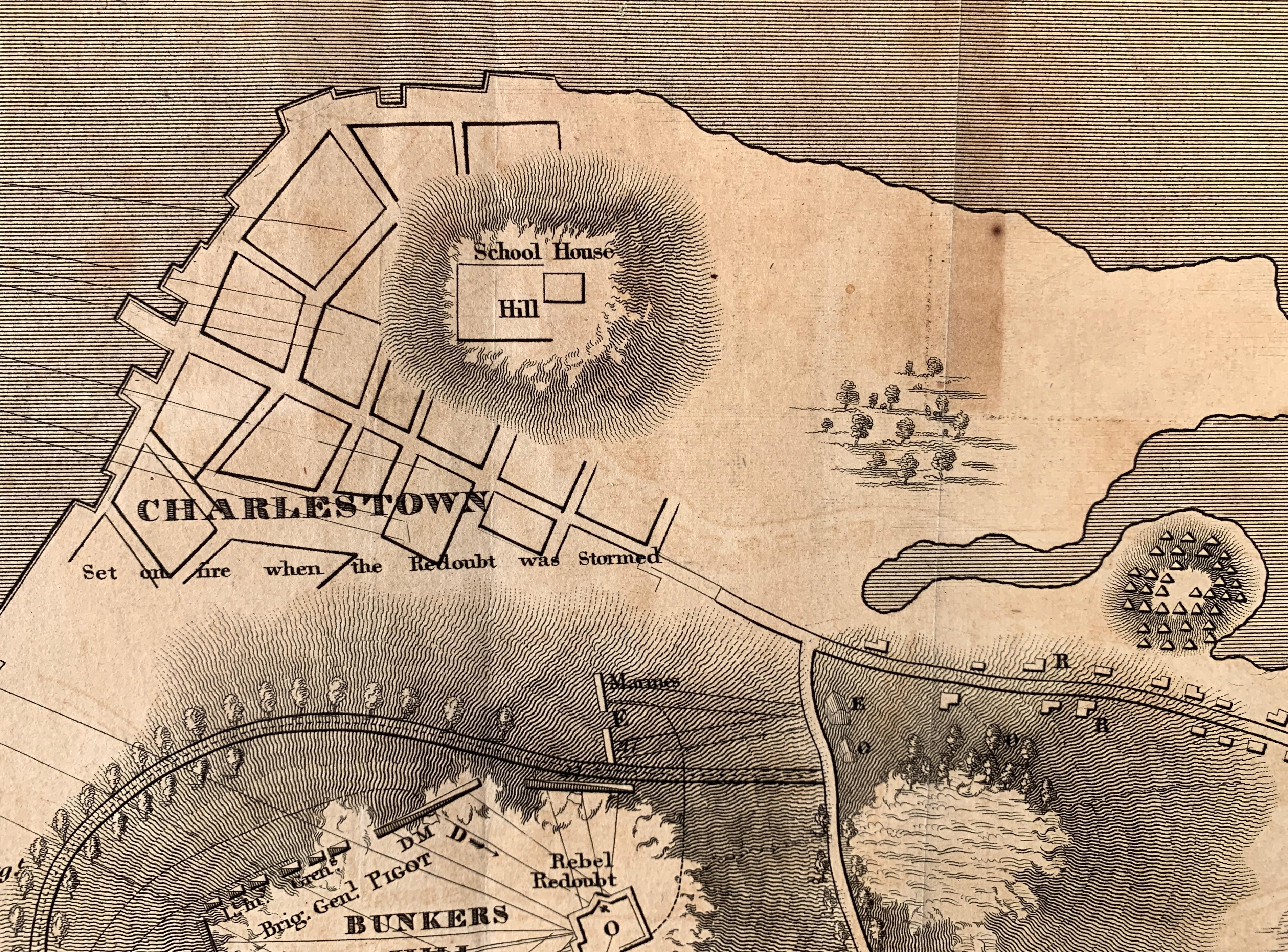 1818 Map of the Battle of Bunker Hill - Brown Print by Henry De Berniere