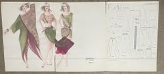 Rare Original 3-part Fashion Sketch With Production Notes