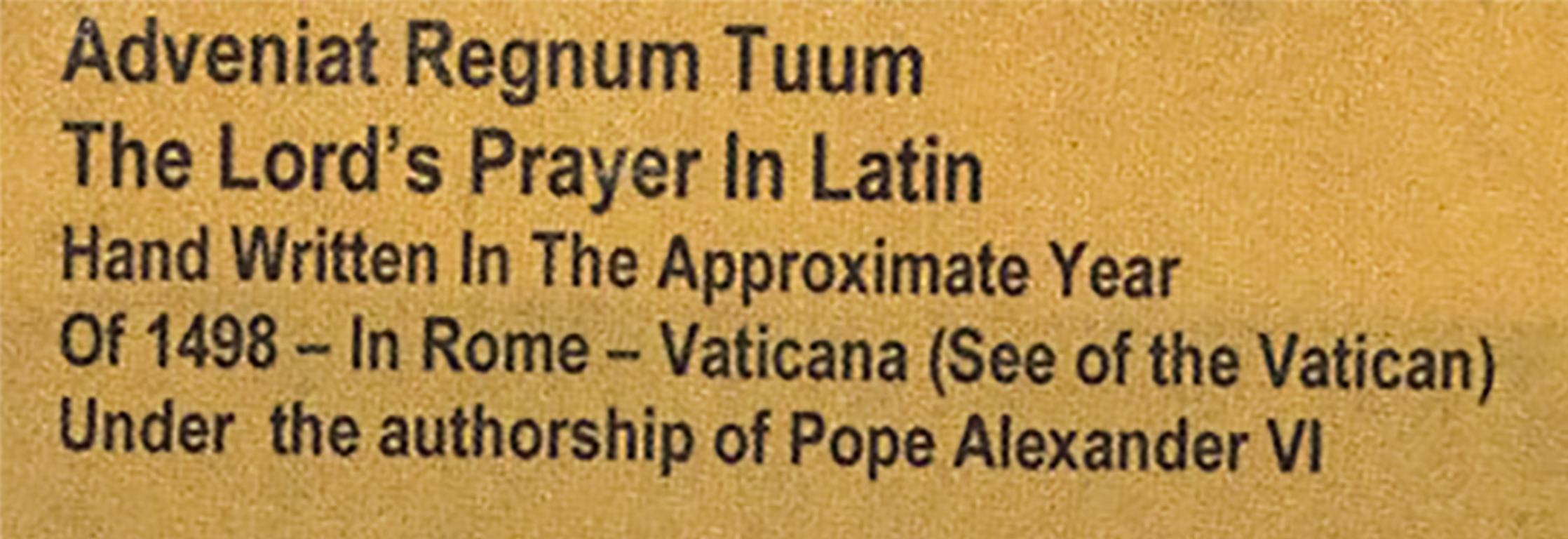 Unknown The Lord's Prayer in Latin, Adveniat Regnum Tuum at 1stDibs