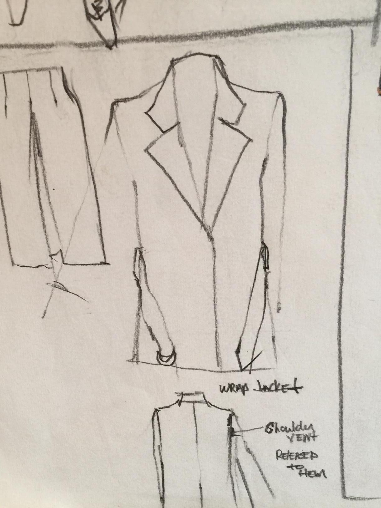 Rare Original Fashion Sketch With Production Notes - Art by Gordon Henderson