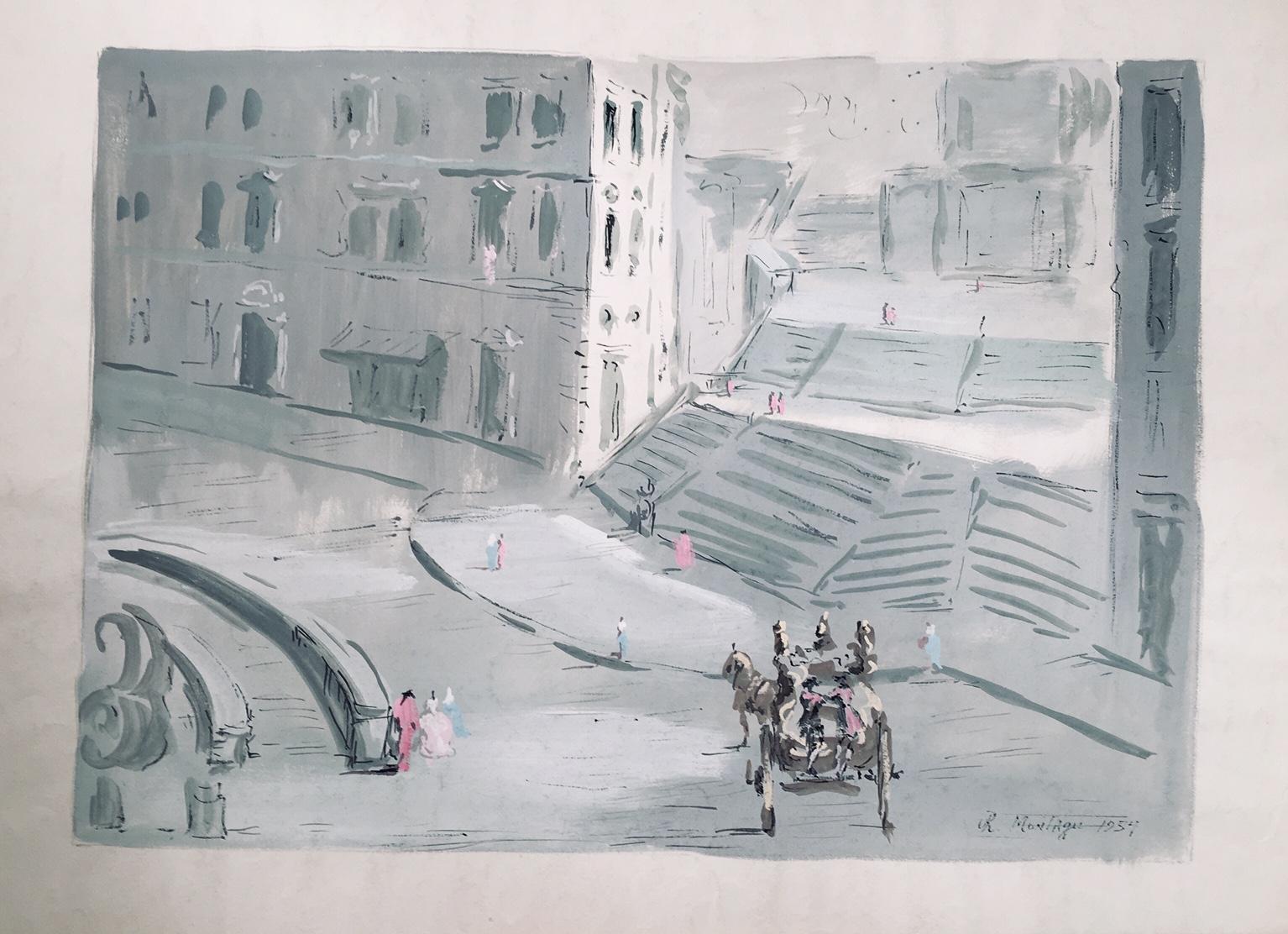 Les marches espagnoles à Rome - Art de Roderic Montague O'Connor