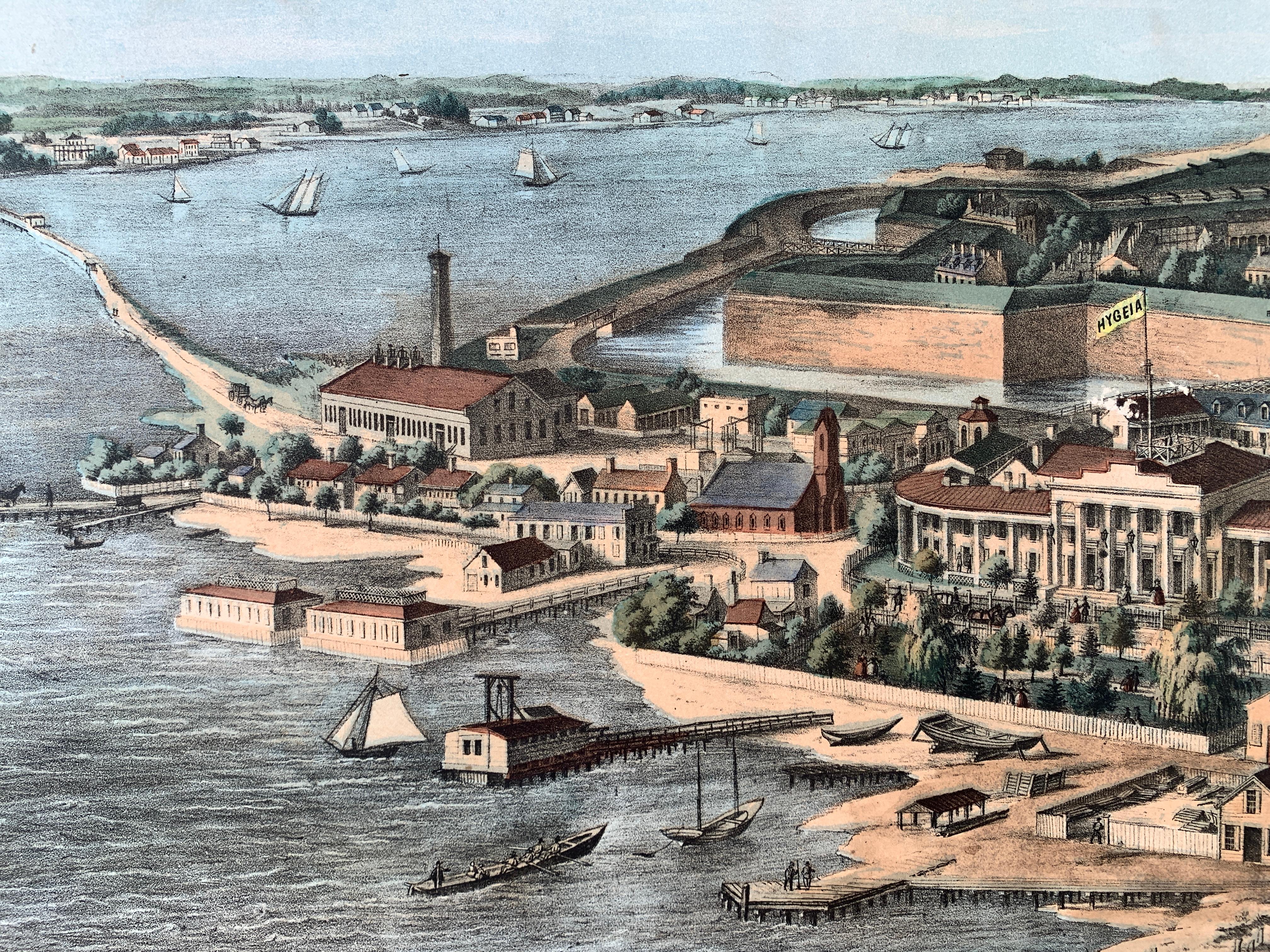 Fortress Monroe, Old Point Comfort and Hygeia Hotel, VA - Print by Edward Sachse