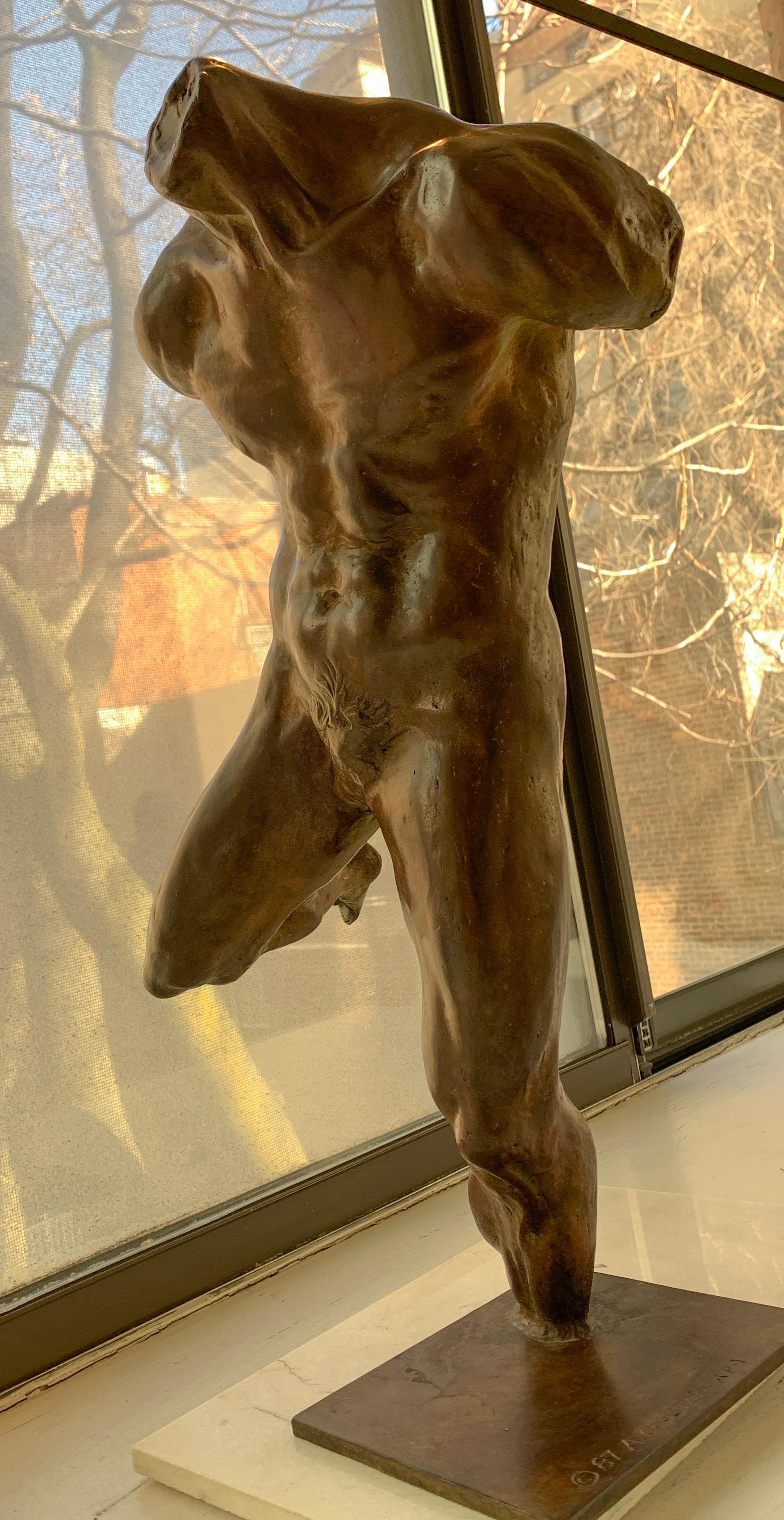 Bronze Male Nude  - Realist Sculpture by Arnold Goldstein