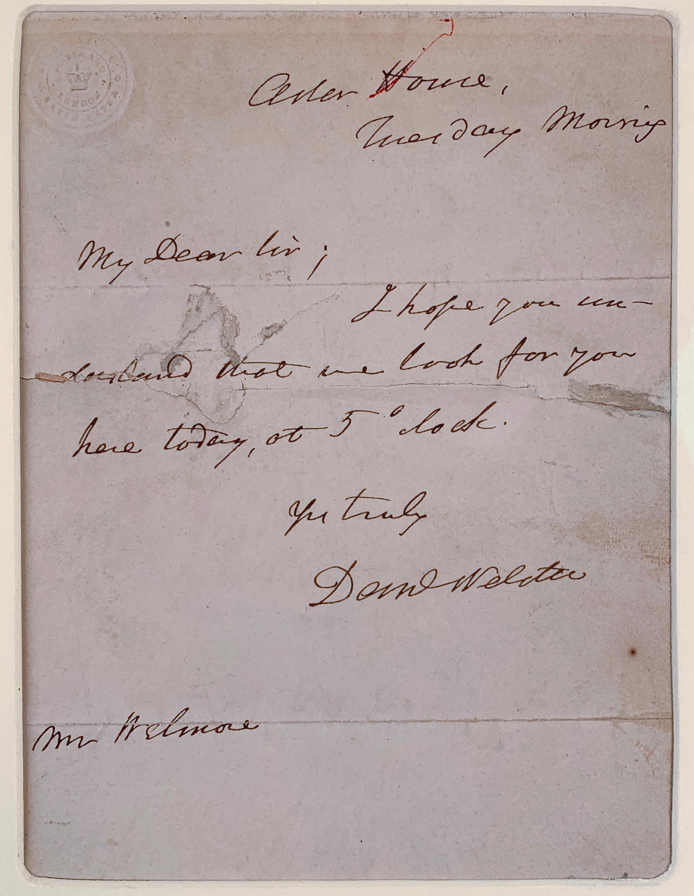 Engraving of Danial Webster and Signed Letter - Realist Art by (after) Matthew Brady