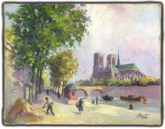 Notre Dame, Paris, From the Left Bank on a on 1940s Summer Day 