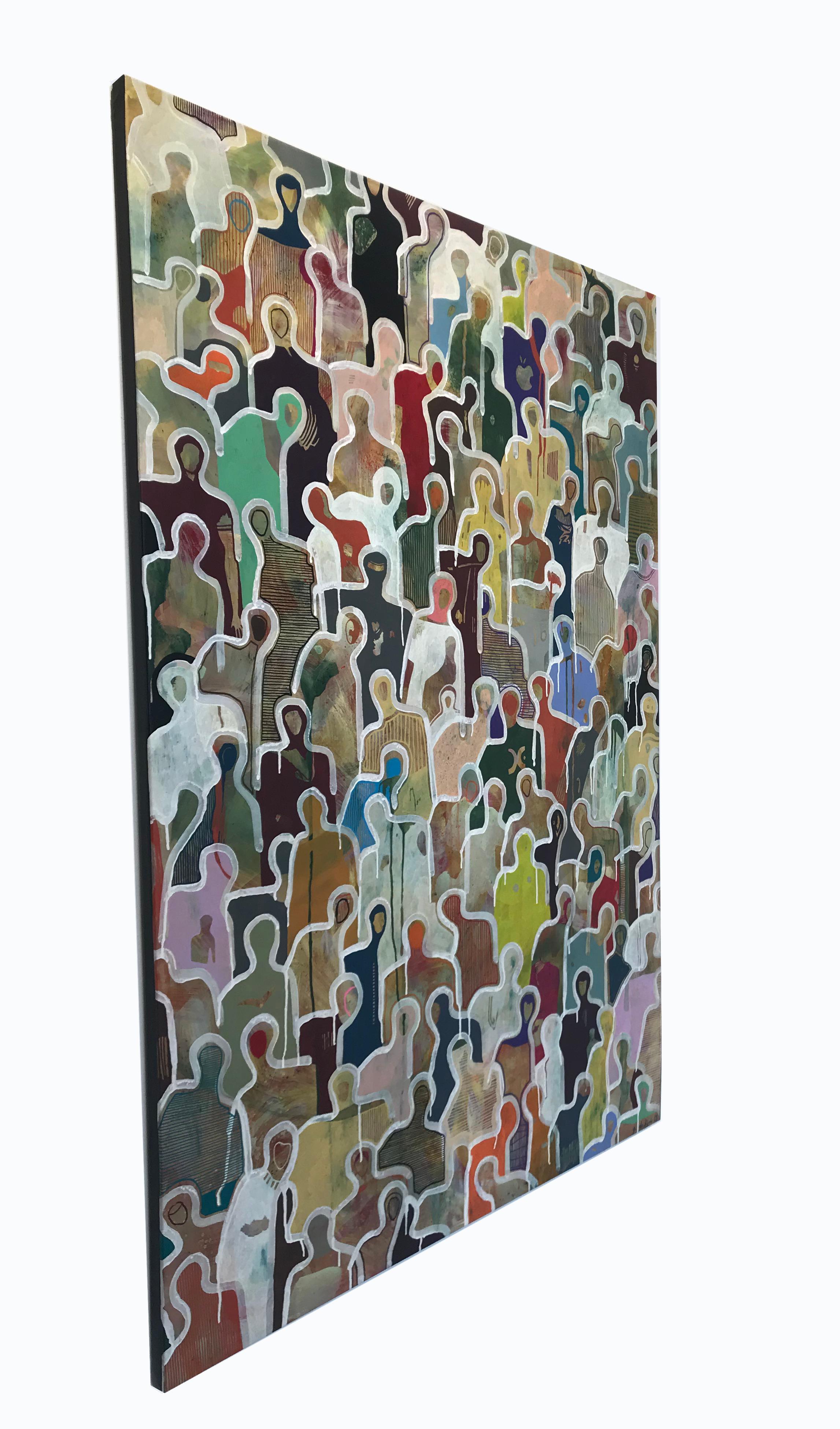 J+Foule du mois de Juin - Painting by Gaëtan de Seguin