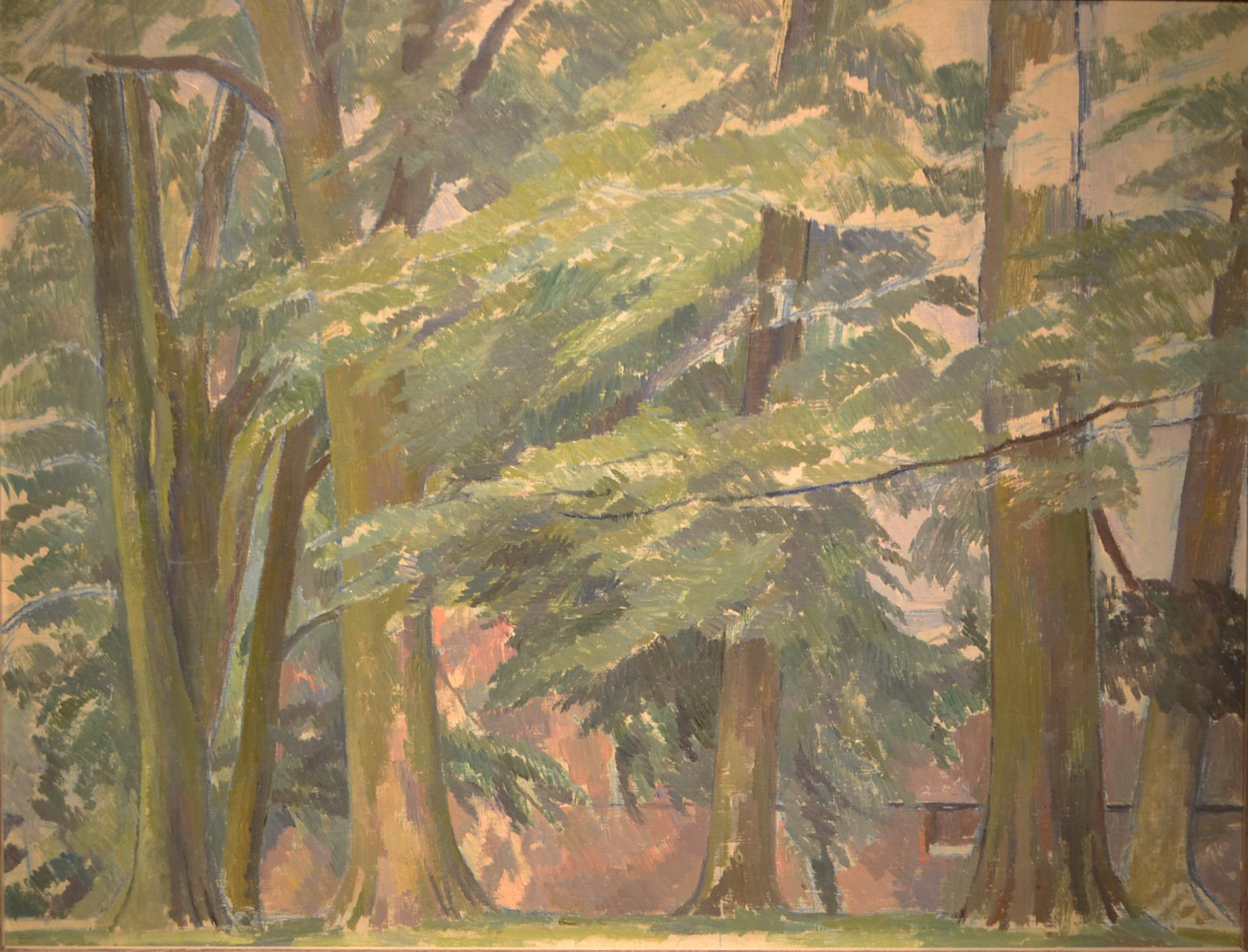 Percy Thornton Landscape Painting - A Wooded Landscape, 20th Century Oil Landscape