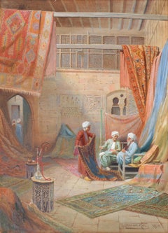 The Carpet Bazaar, 19th Century Orientalist Watercolour and bodycolour