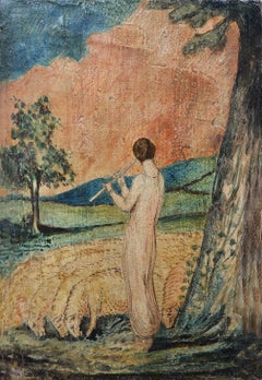 The Shepherd, Tempera à l'œuf de l'époque victorienne anglaise du 19e siècle