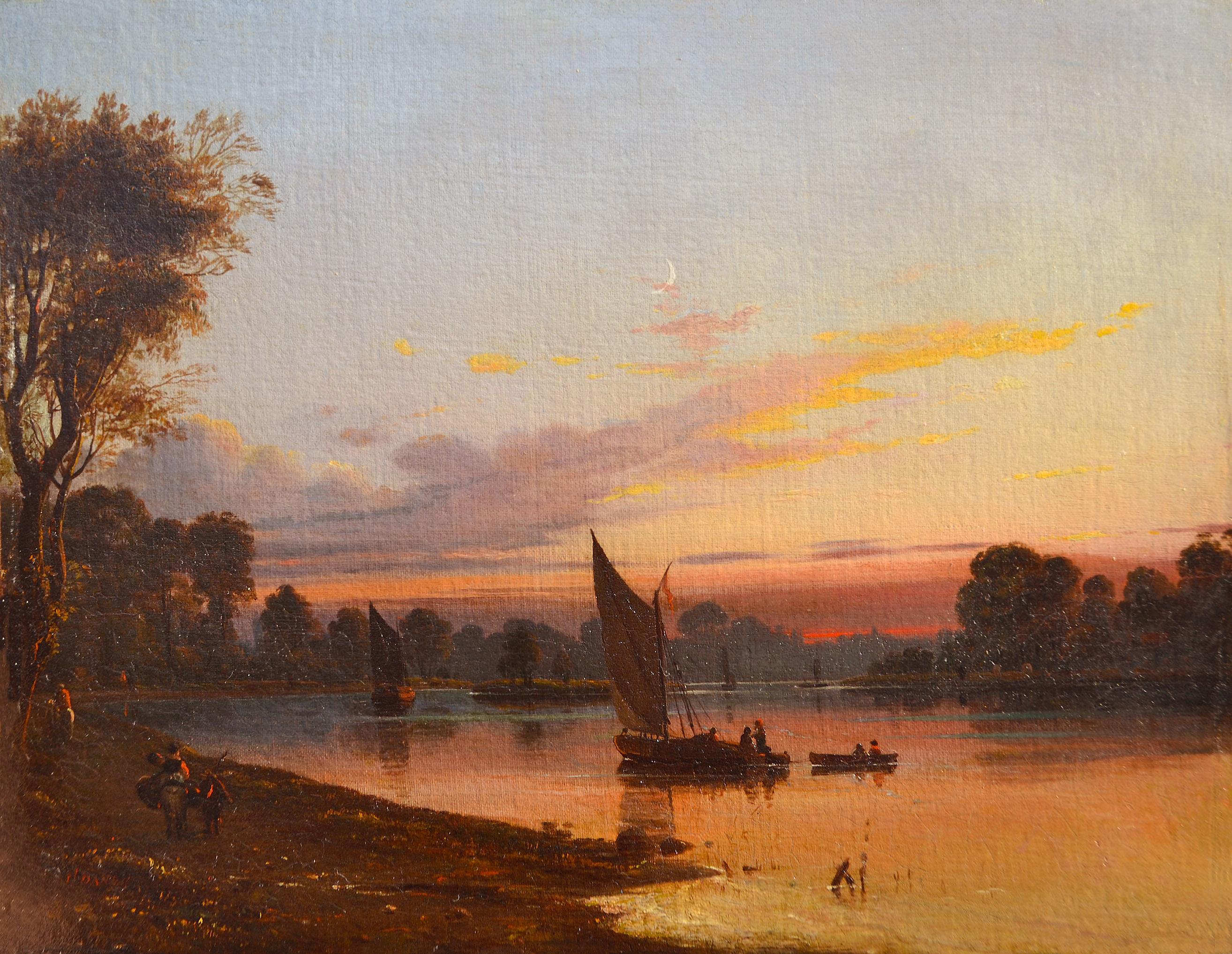 James Francis Danby Landscape Painting - View from Richmond Bridge, 19th Century Oil Dawn Landscape