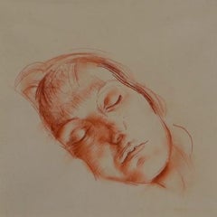 Portrait de la femme de l'artiste, graphite sur papier du 20e siècle