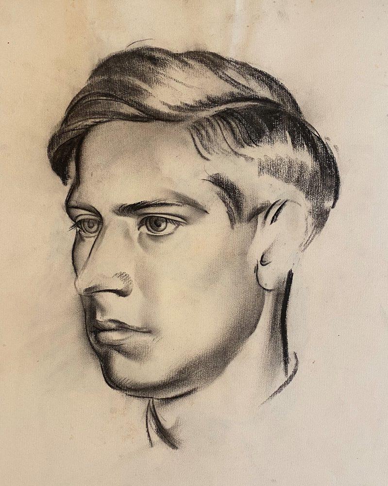 Porträt eines jungen Mannes, Graphit auf Papier, 20. Jahrhundert