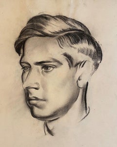 Vintage Portrait of a Young Man, 20th Century Graphite on Paper