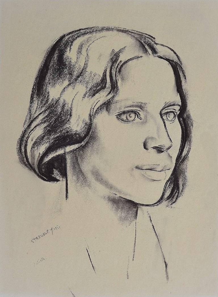 Portrait de Juliette, graphite sur papier du 20e siècle - Art de James Stroudley