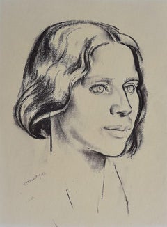 Vintage Portrait of Julieta, 20th Century Graphite on Paper