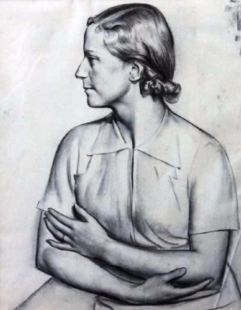 Portrait of a Lady, 20th Century Graphite on Paper - Art by James Stroudley