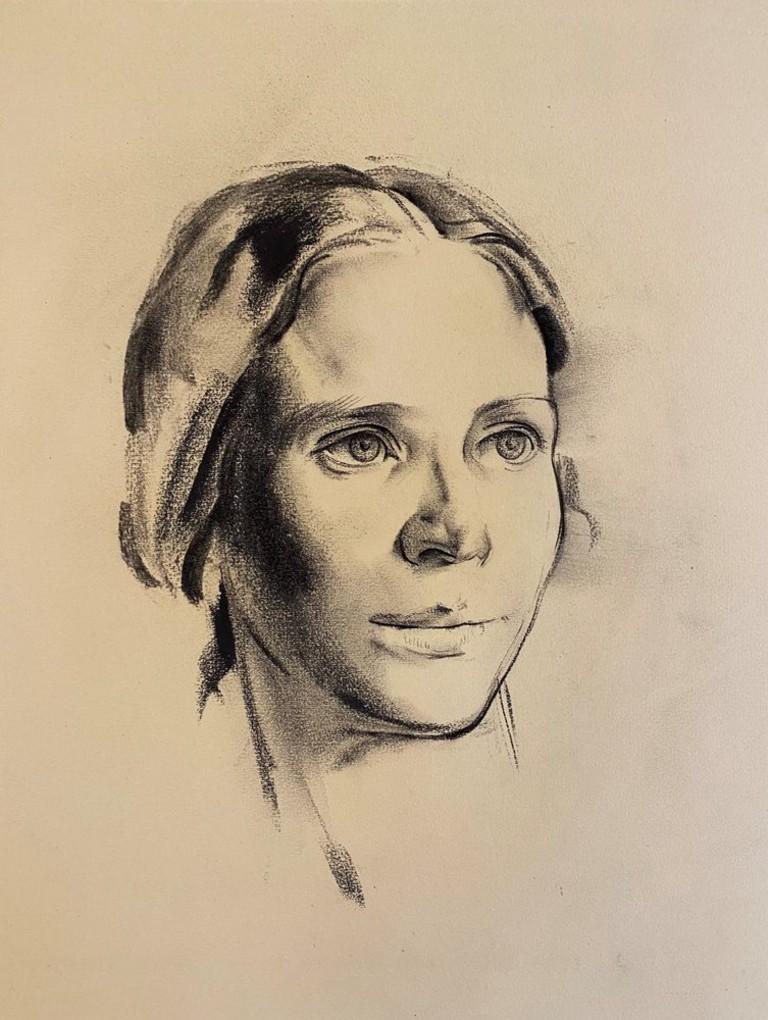 Portrait of a Lady, 20th Century Graphite on Paper - Art by James Stroudley