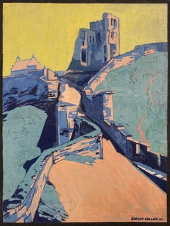 The Moat at Scarborough Castle 20. Jahrhundert Britische Gouache 