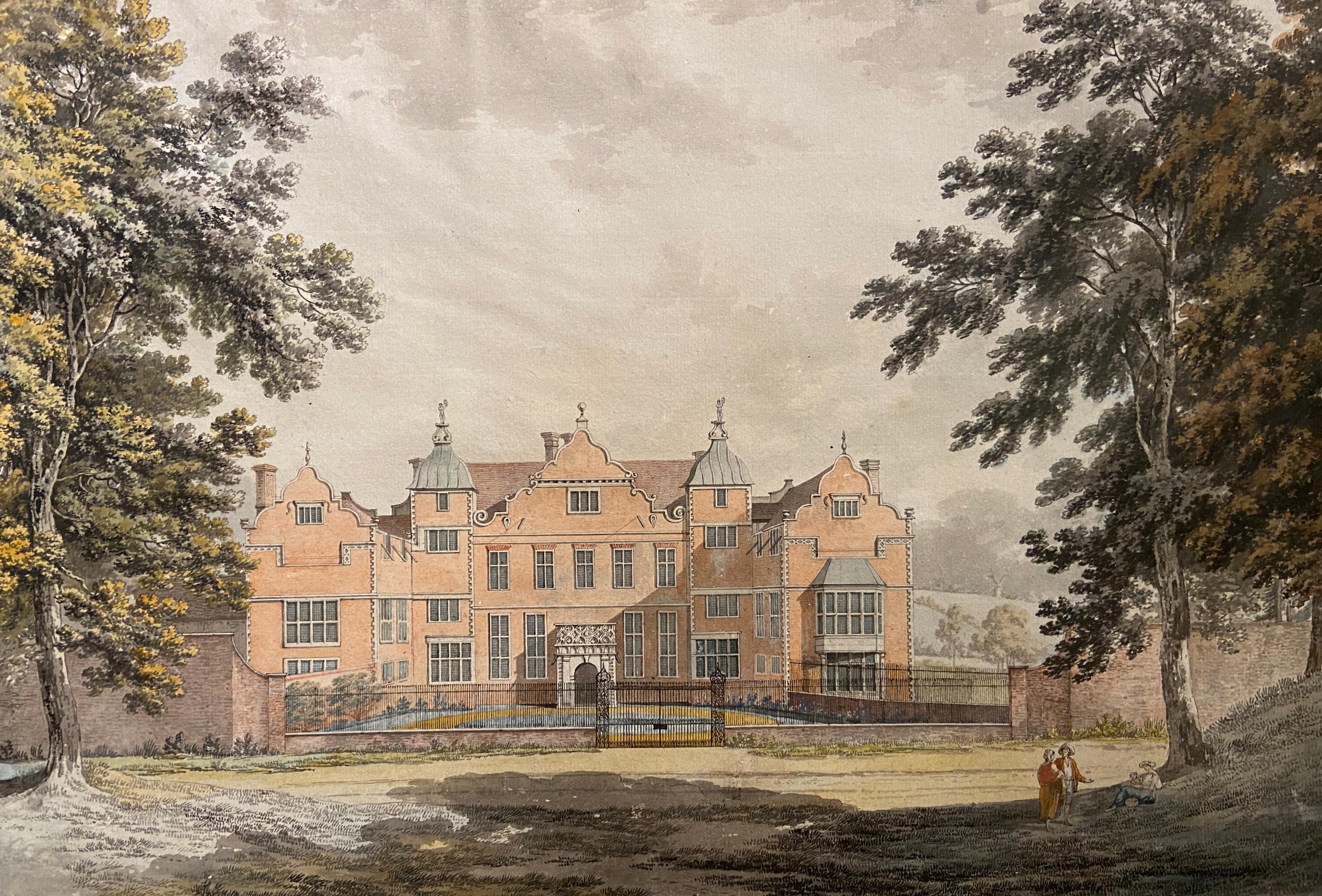 Landscape Art di George Simon Harcourt - L'ingresso di Bifrons Place, acquerello britannico del XVIII secolo