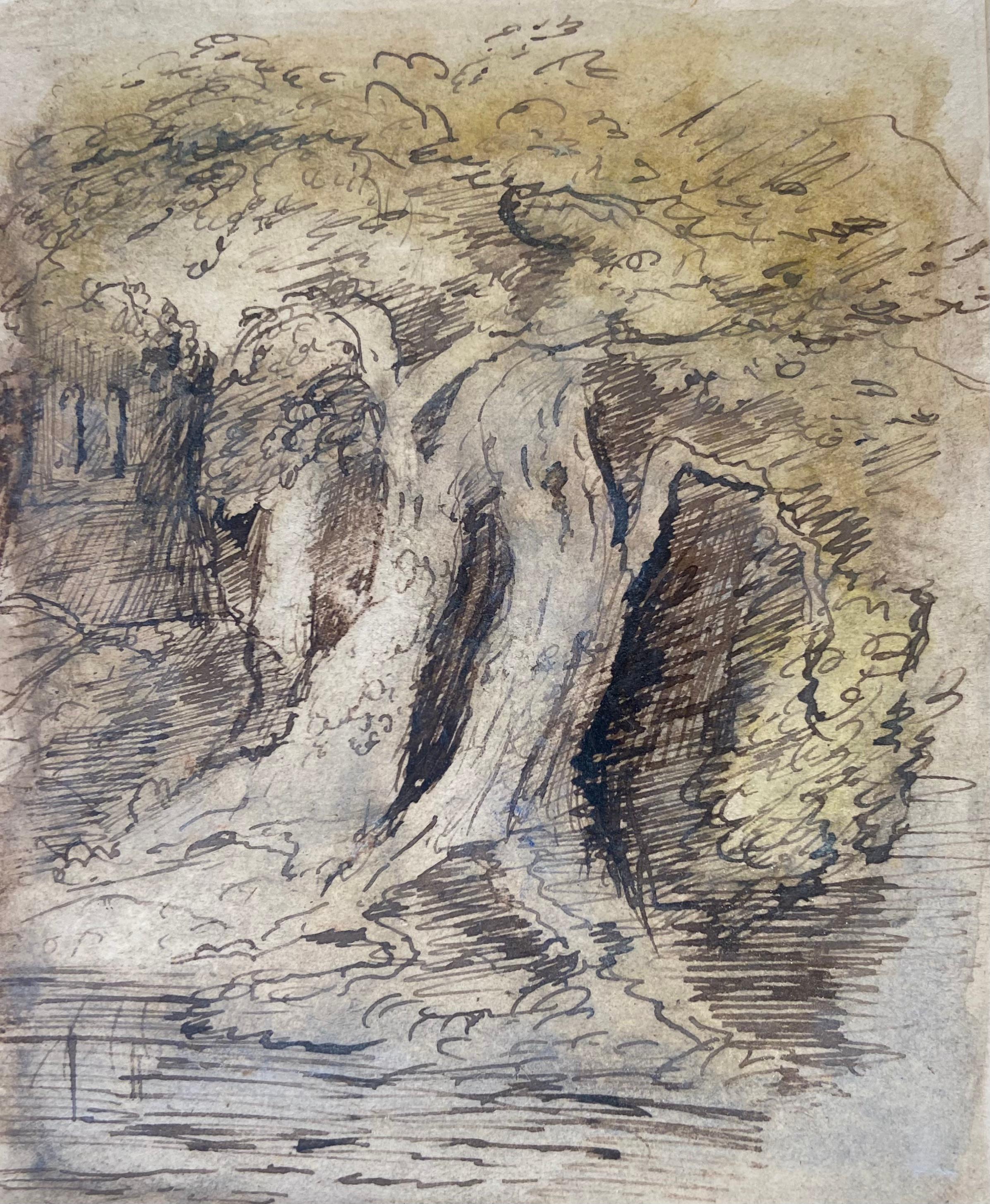 Samuel Palmer (b.1805) Landscape Art - Ancient Oak Trees in Lullingstone Park, Samuel Palmer Watercolour and Ink 